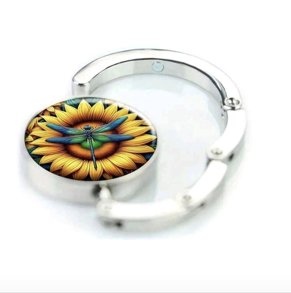 Sunflower and Dragonfly Purse Hook